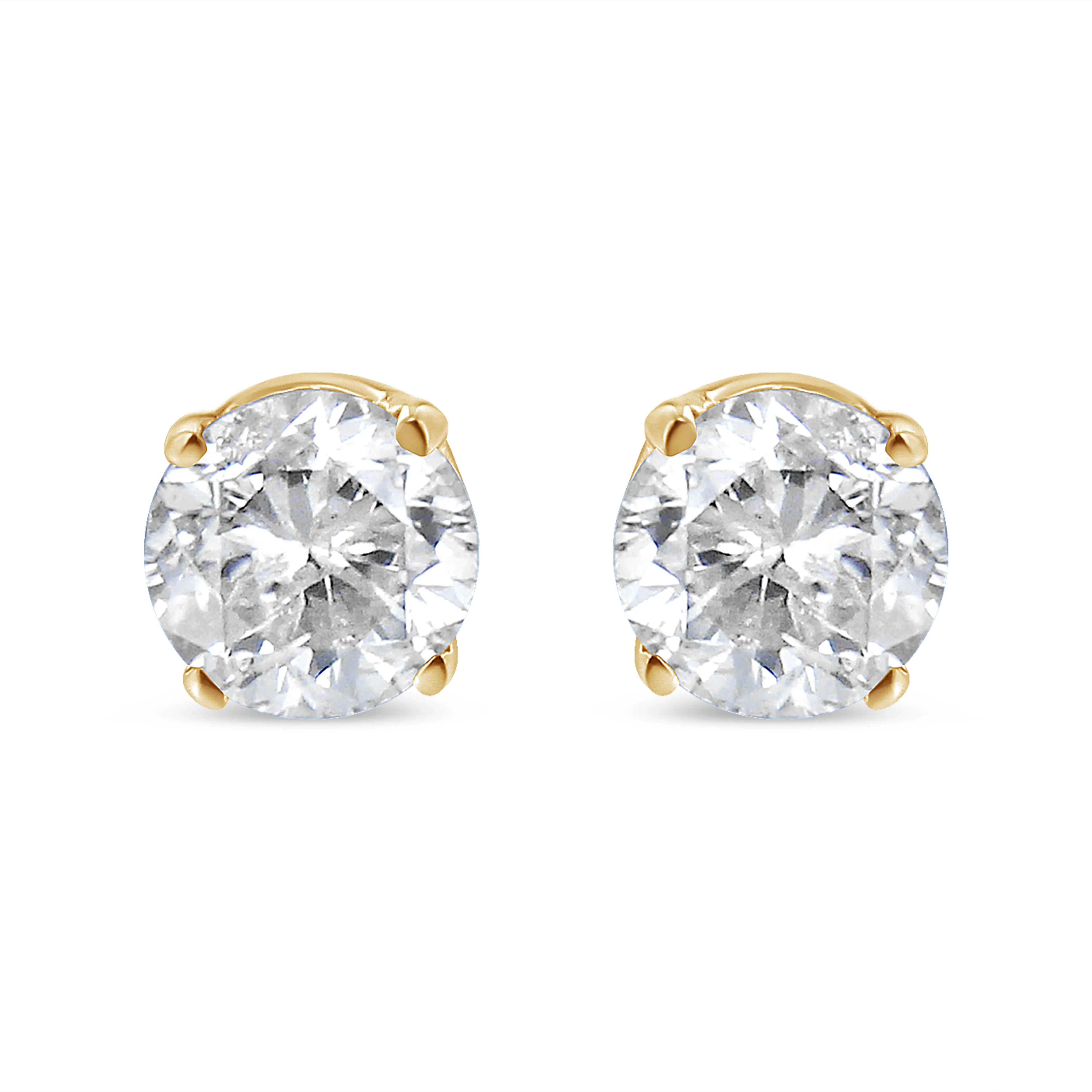 10K Yellow Gold 3/8 Cttw Round Brilliant-Cut Near Colorless Diamond Classic 4-Prong Stud Earrings