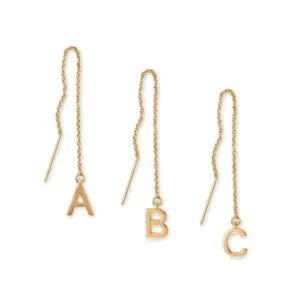 14 Karat Gold Plated 'A-Z Initial Threader Earrings