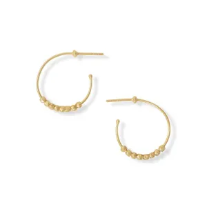 14 Karat Gold Plated Beaded 3/4 Hoop Earrings