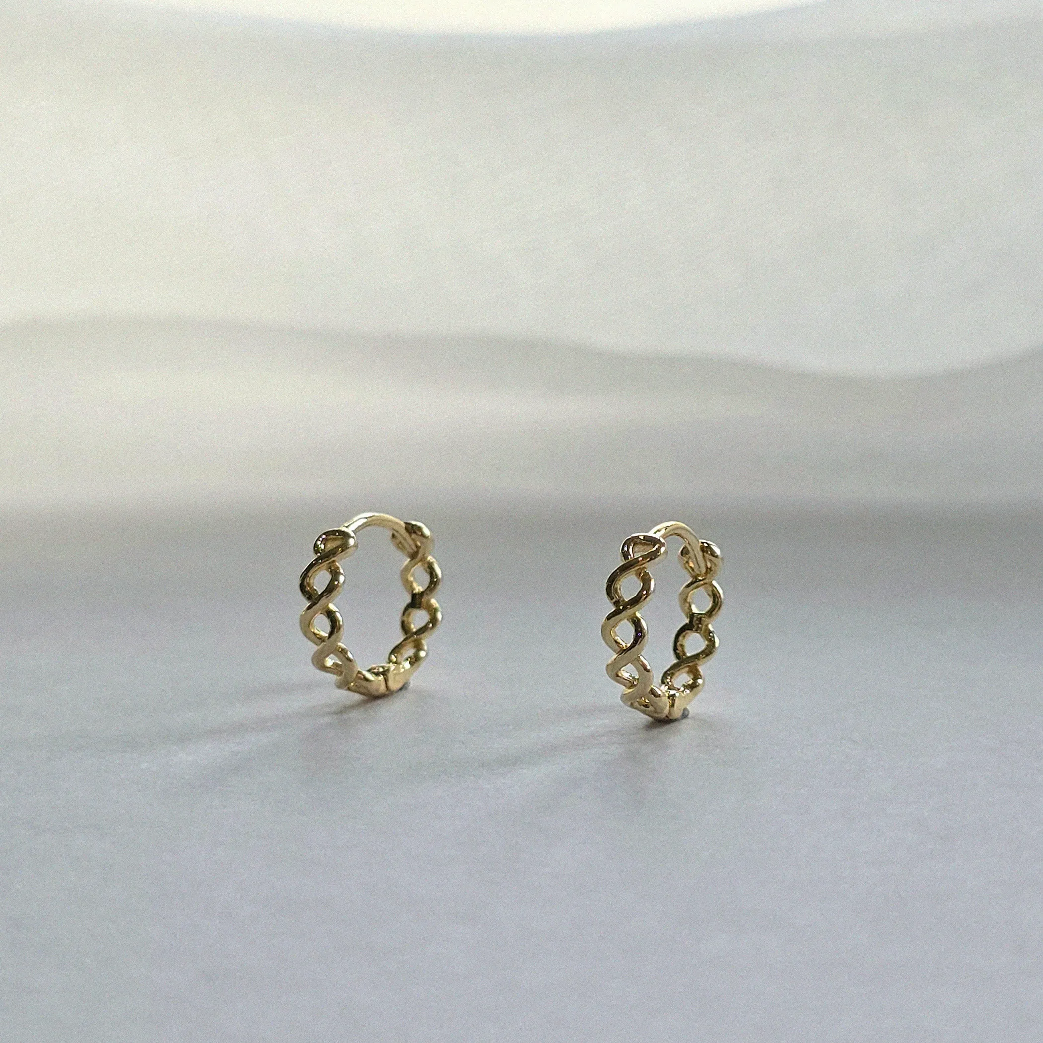 14K Braids Huggies