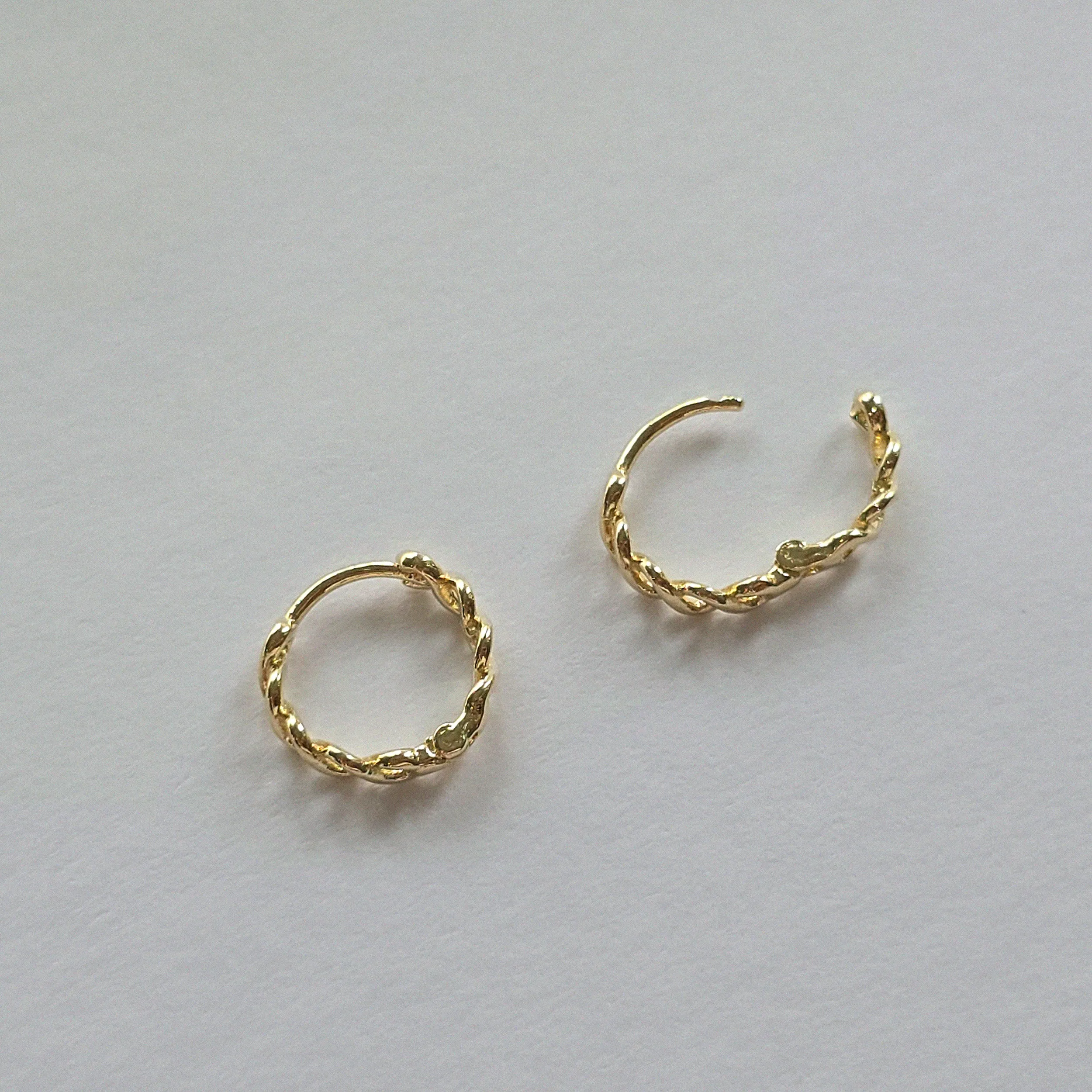 14K Braids Huggies