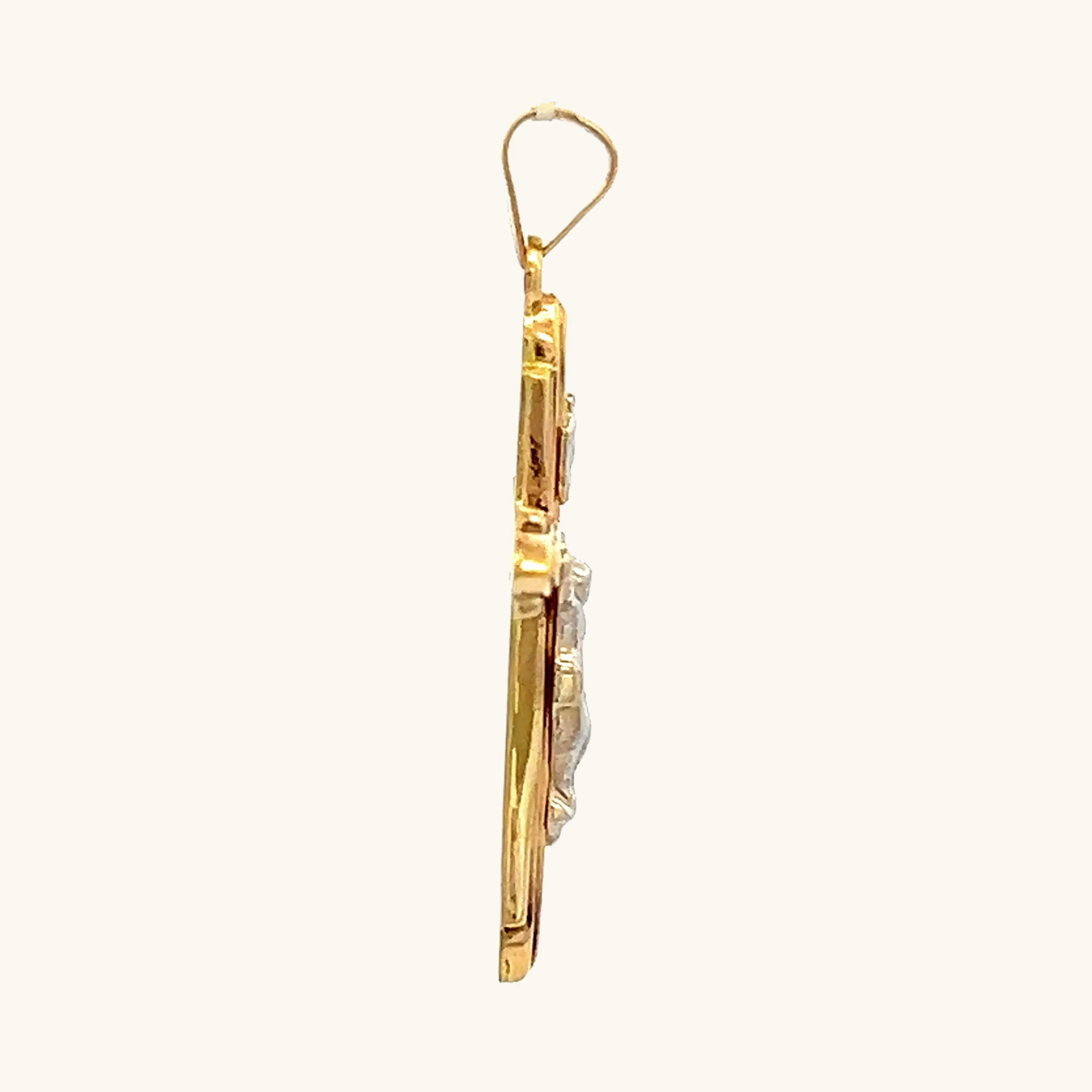 14K GOLD TEXTURED INRI CRUCIFIX PENDANT