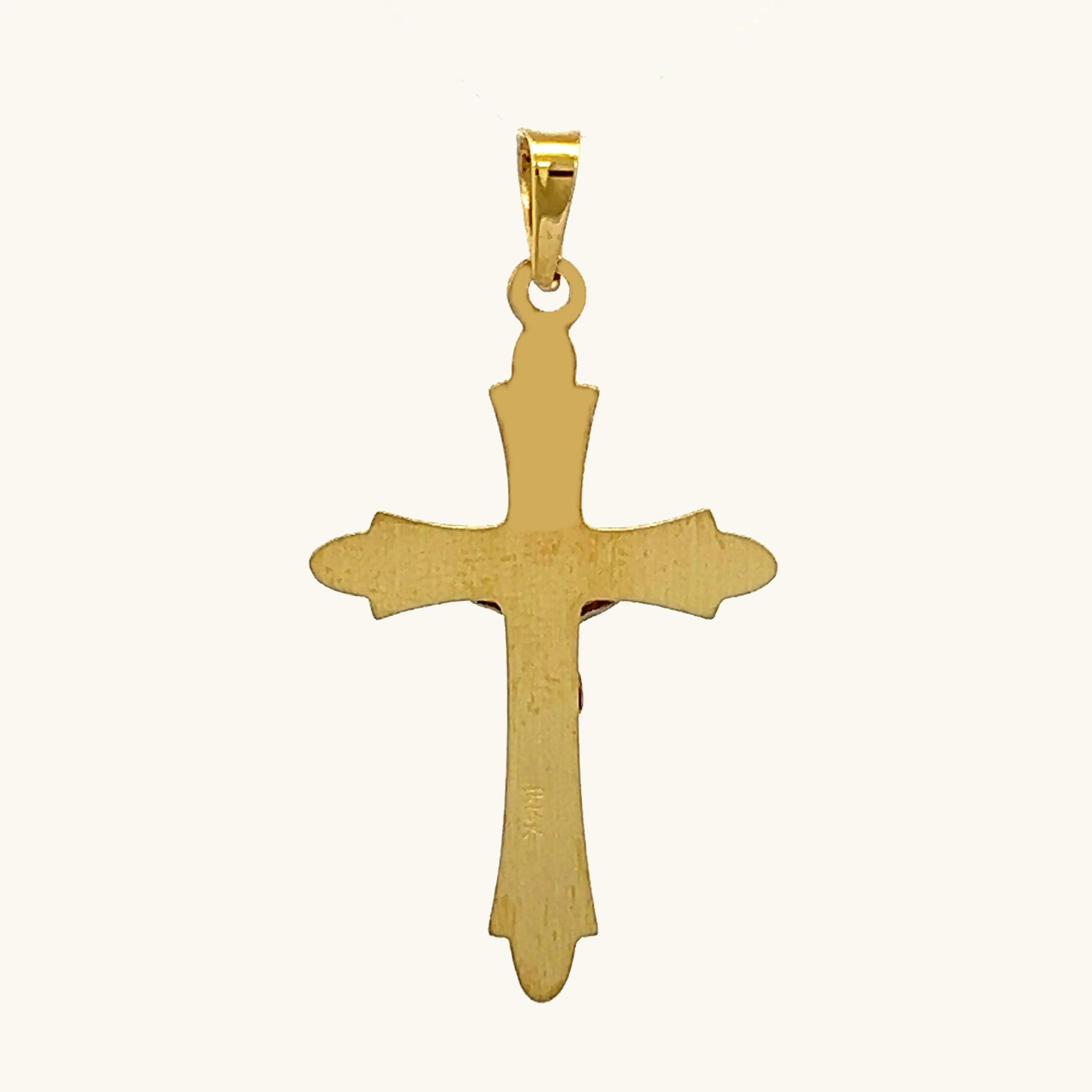 14K GOLD TEXTURED INRI CRUCIFIX PENDANT