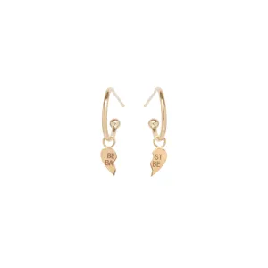 14k Itty Bitty "BEST BABE" Split Charm Huggie Hoops
