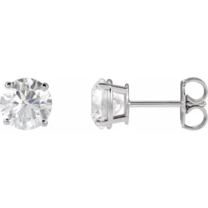 14K White 6 mm Natural Green Tourmaline Stud Earrings