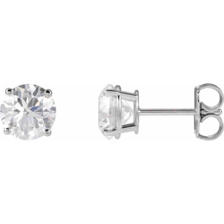 14K White 6 mm Natural Green Tourmaline Stud Earrings