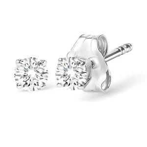 14K White Gold 1/4 Cttw Lab Grown Diamond 4-Prong Classic Solitaire Stud Earrings