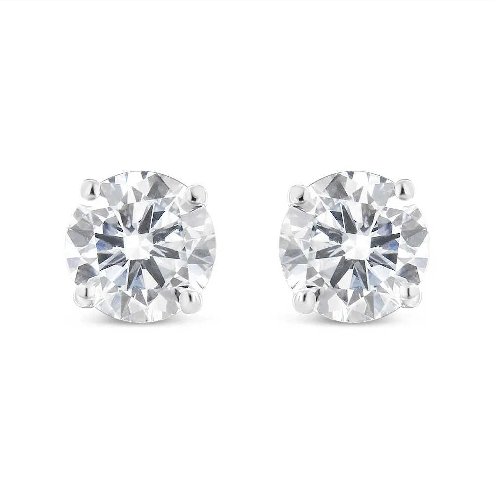 14K White Gold 3.0 Cttw 4-Prong Set Brilliant Round-Cut Solitaire Lab Grown Diamond Screwback Stud Earrings