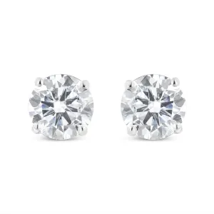 14K White Gold 3.0 Cttw 4-Prong Set Brilliant Round-Cut Solitaire Lab Grown Diamond Screwback Stud Earrings