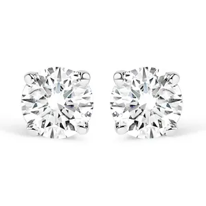 14K White Gold 3/4 Cttw Round Brilliant-Cut Near Colorless Near Colorless Diamond Classic 4-Prong Stud Earrings