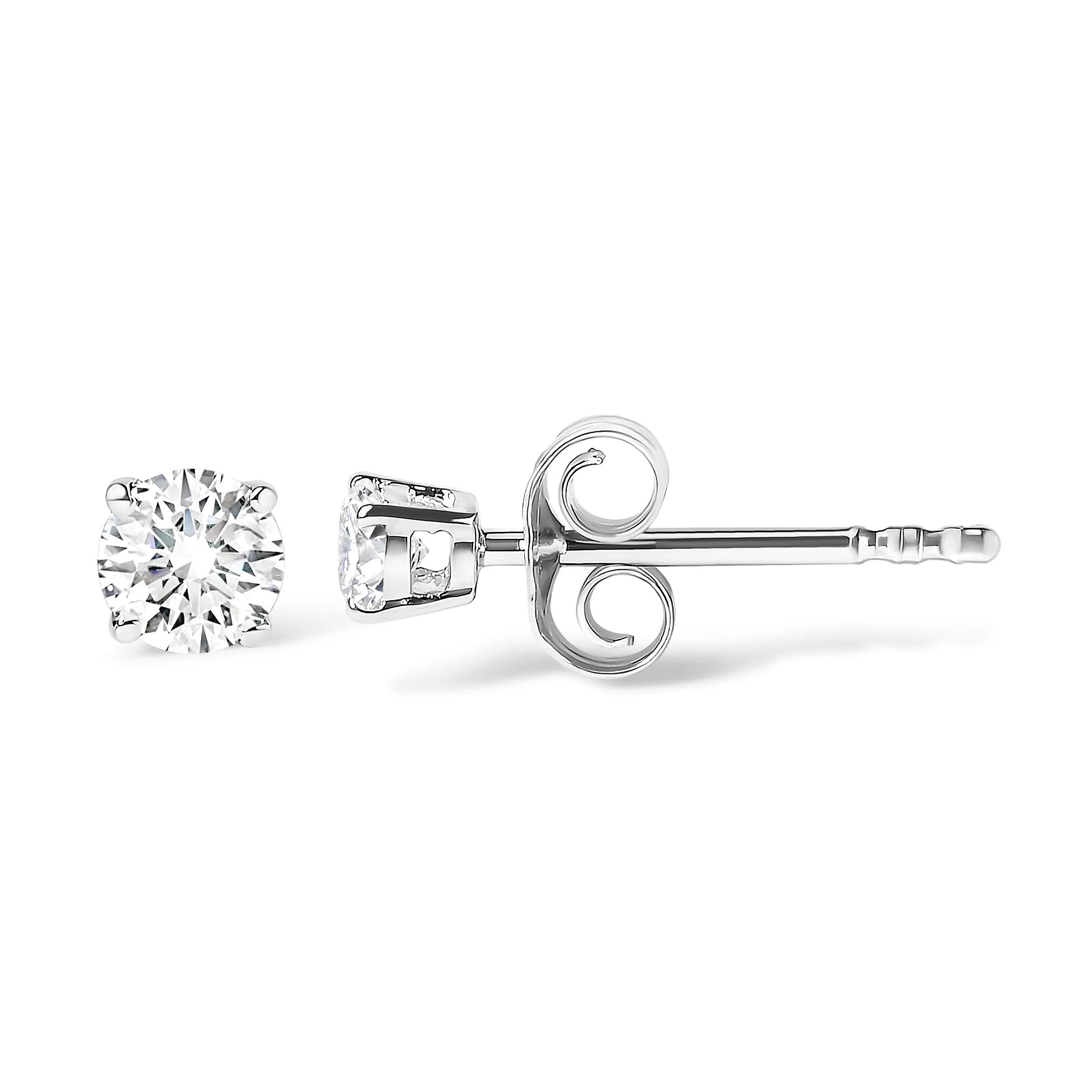 14K White Gold 3/4 Cttw Round Brilliant-Cut Near Colorless Near Colorless Diamond Classic 4-Prong Stud Earrings