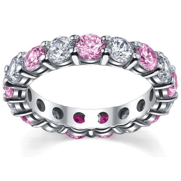4.00cttw Pink Sapphires and Diamonds Eternity Band