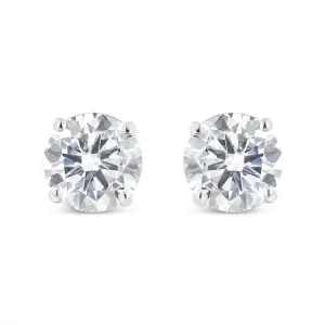 .925 Sterling Silver 1-1/2 Cttw Round Brilliant-Cut Black Diamond Bezel-Set Stud Earrings with Screw Backs (Fancy Color-Enhanced, I2-I3 Clarity)