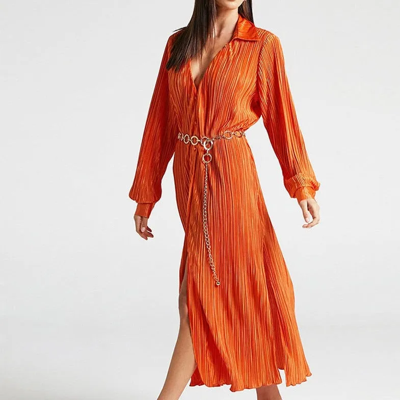 Anastasia Intricate Pleated Long Dress
