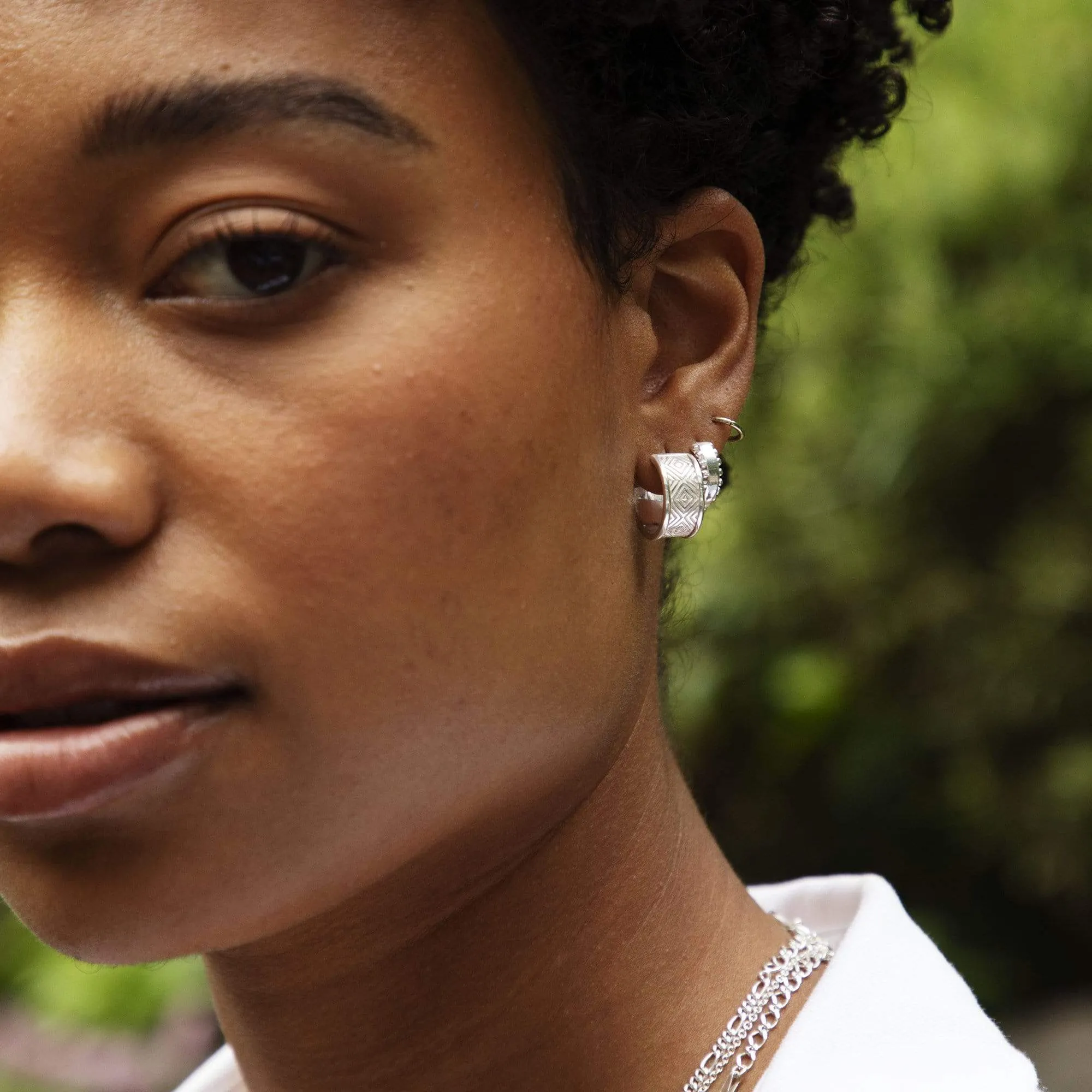 Artisan Chunky Hoop Earrings Sterling Silver