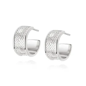 Artisan Chunky Hoop Earrings Sterling Silver