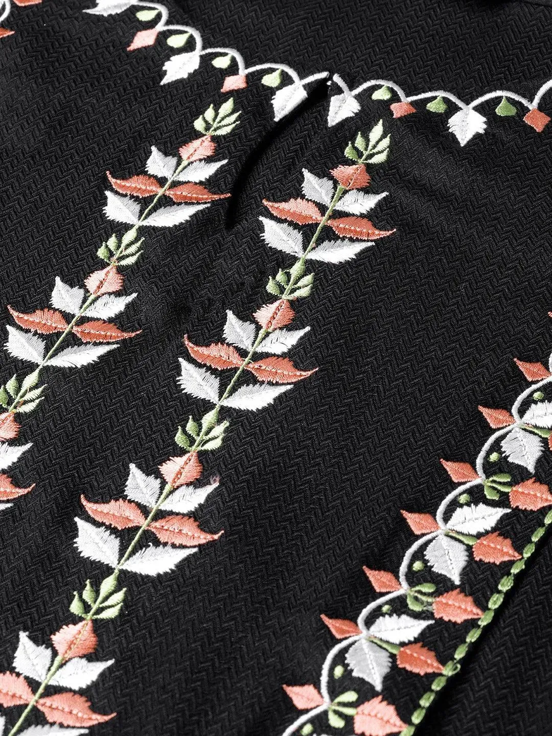 Black Printed Rayon Kurta
