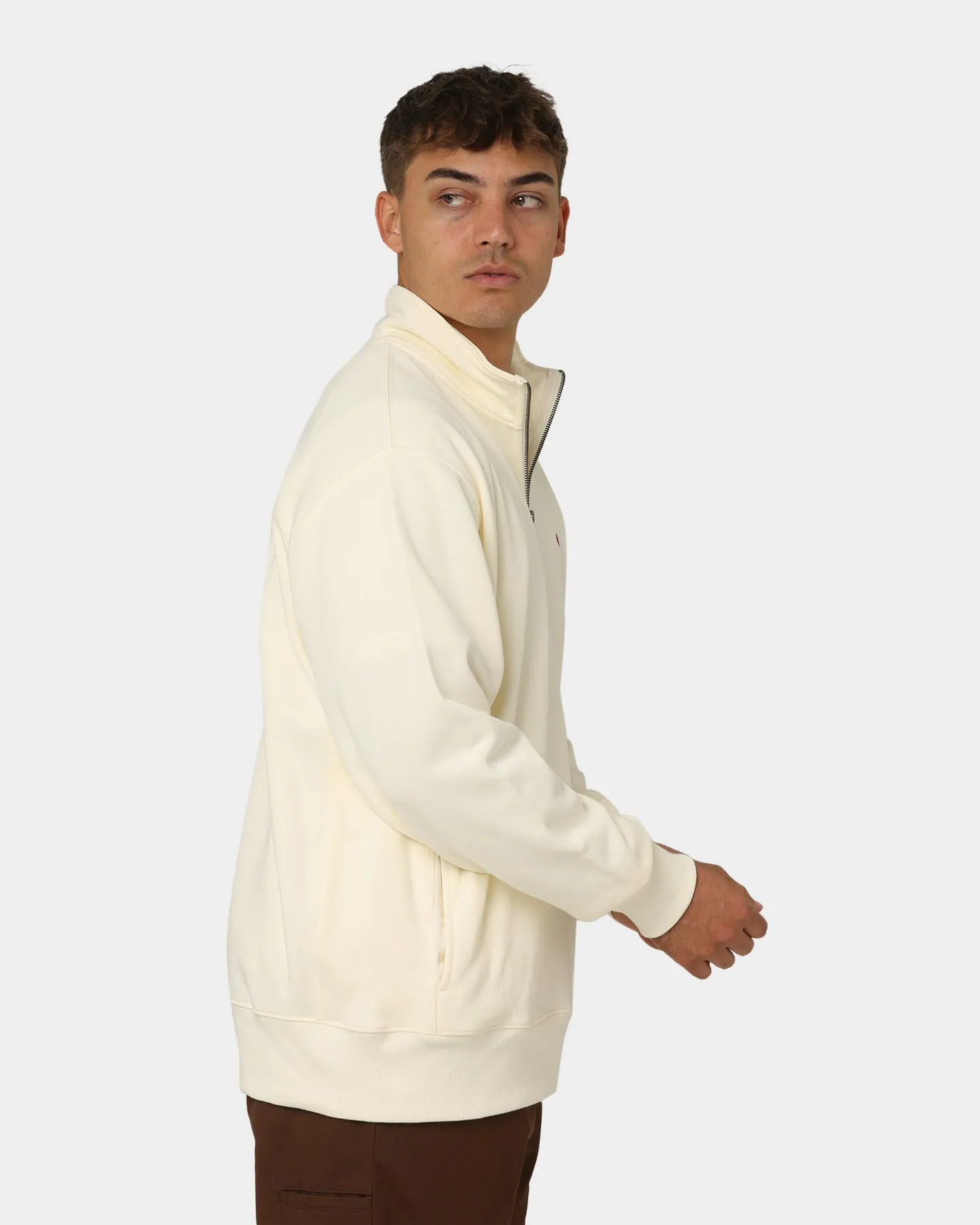Champion Reverse Weave Terry Quarter Zip Sweater Chalk White
