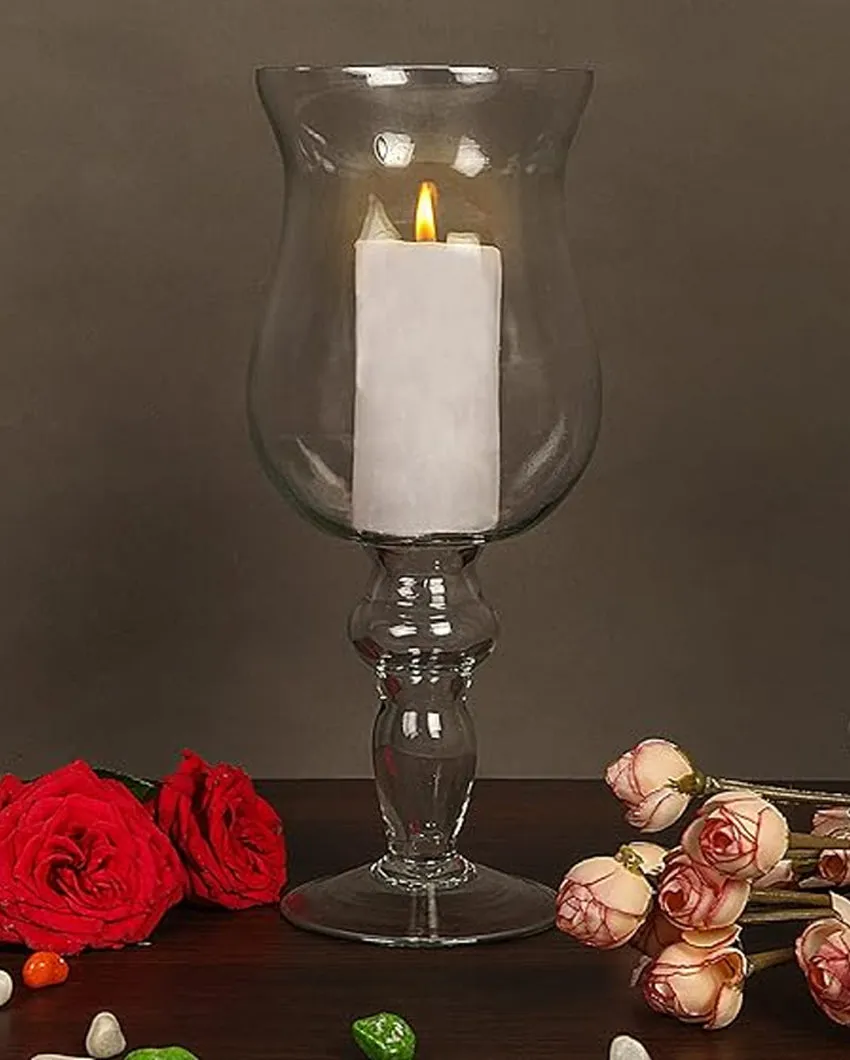 Clear Sleek Finish Tin Glass Tea Light Candle Holder | 12 x 5 x 5 inches