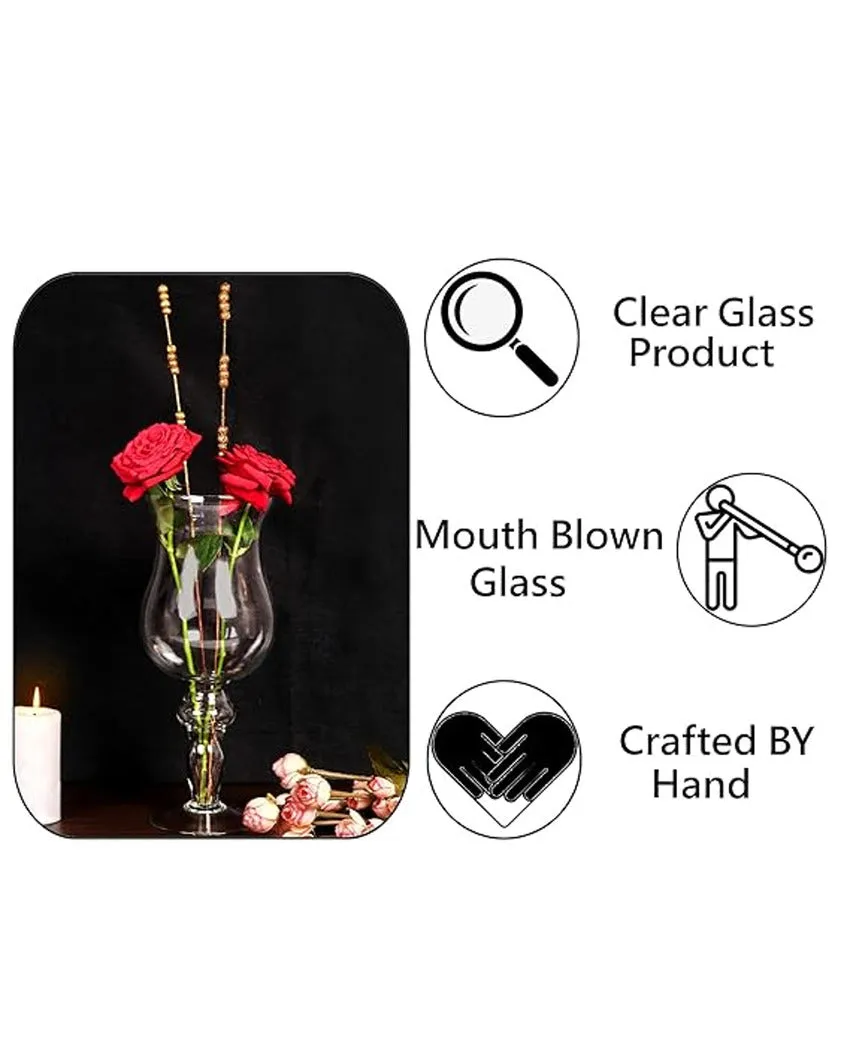 Clear Sleek Finish Tin Glass Tea Light Candle Holder | 12 x 5 x 5 inches