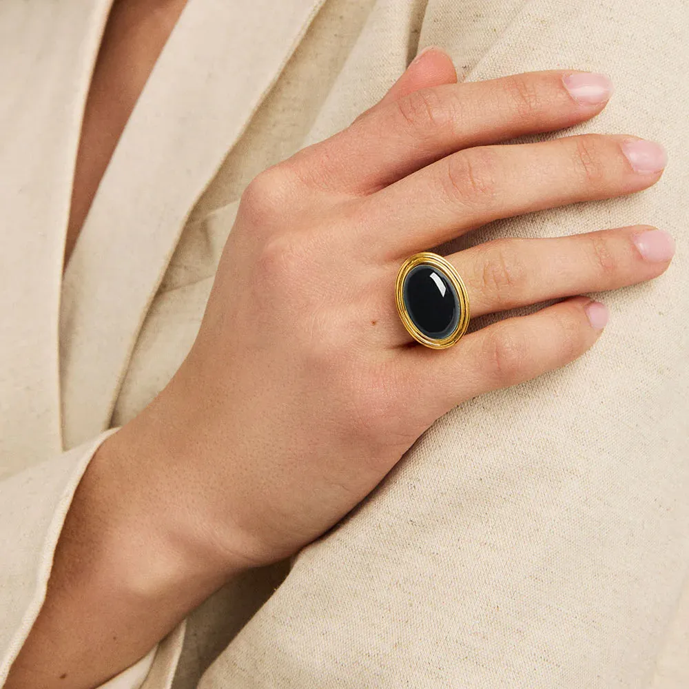 Dean Davidson Forme Gemstone Statement Ring in Blk Onyx/Gold