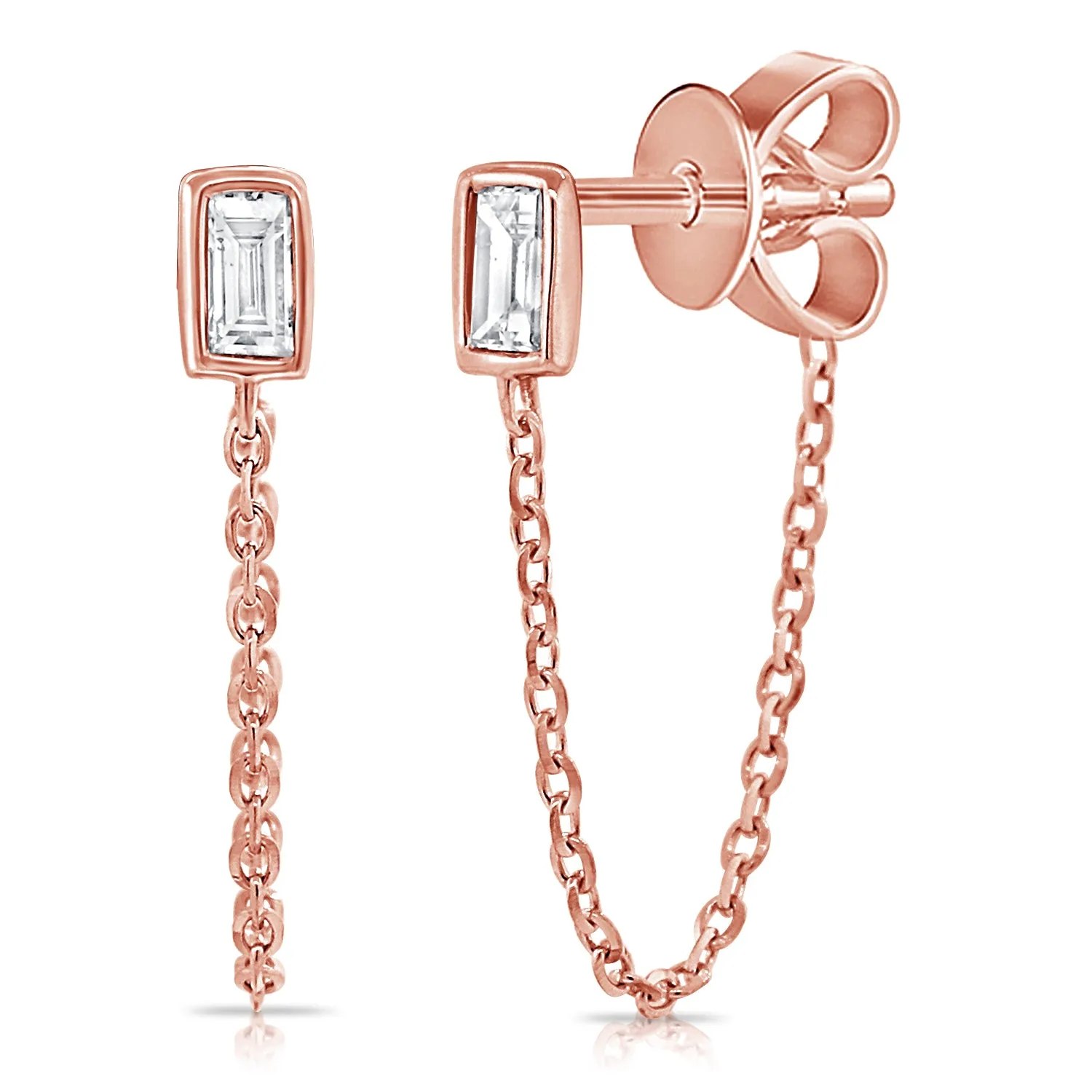 Diamond Bezel Stud with Chain
