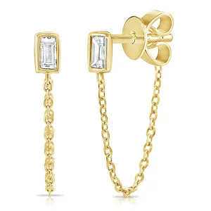 Diamond Bezel Stud with Chain