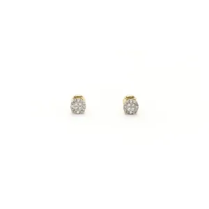 Diamond Flat Cluster Prong Stud Earrings (14K)