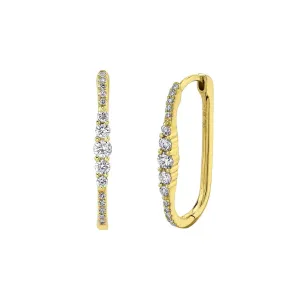 Diamond Oval Hoop Earrings
