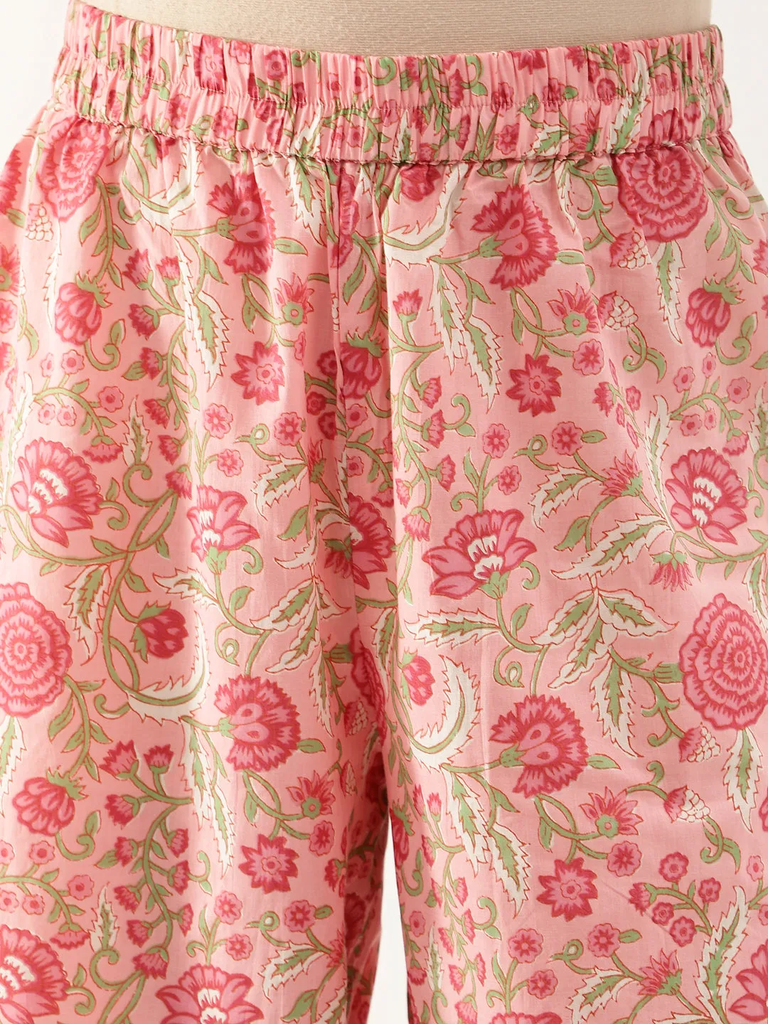 Divena Pink Floral Print Cotton Co-ord set