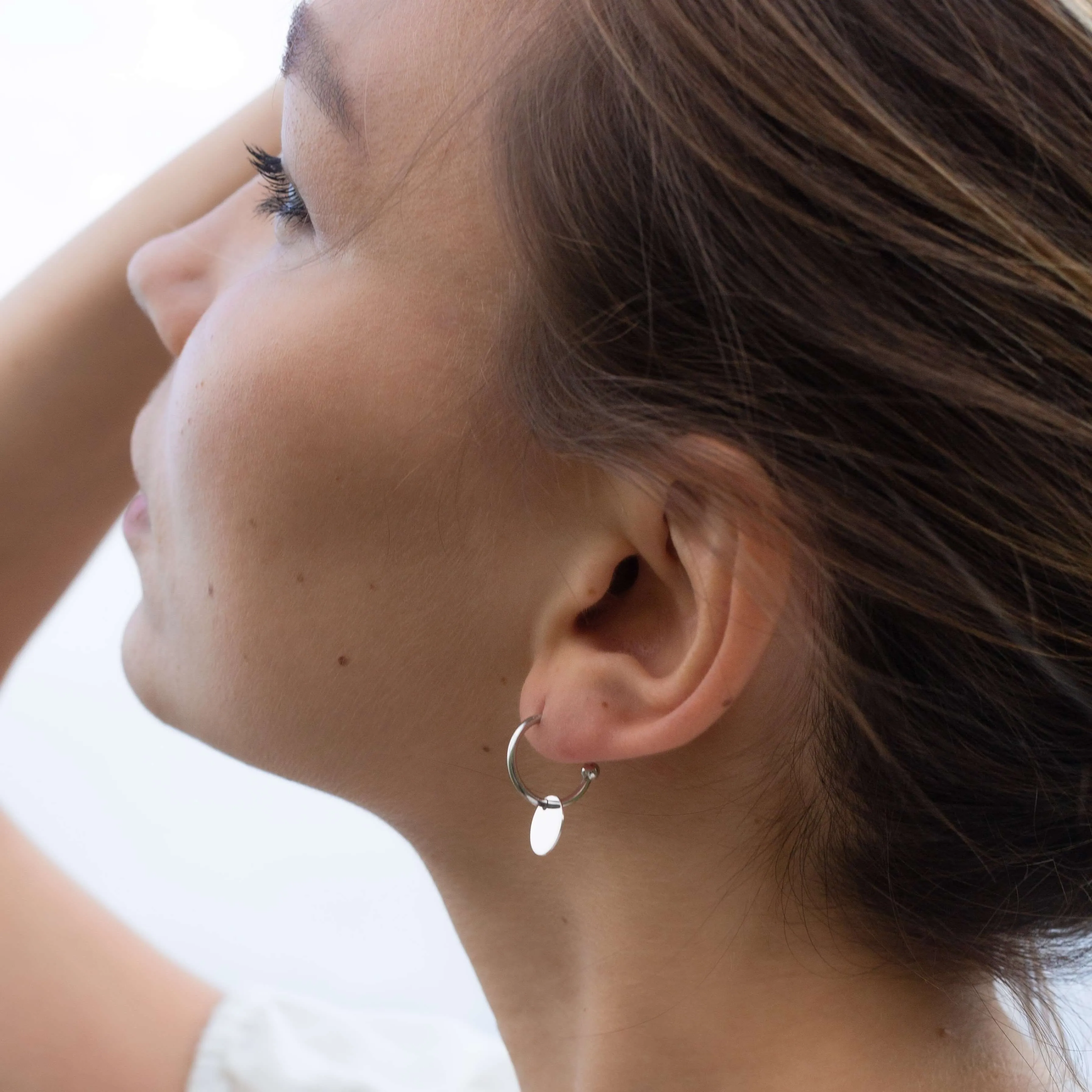 Drop Silver Huggie Earrings