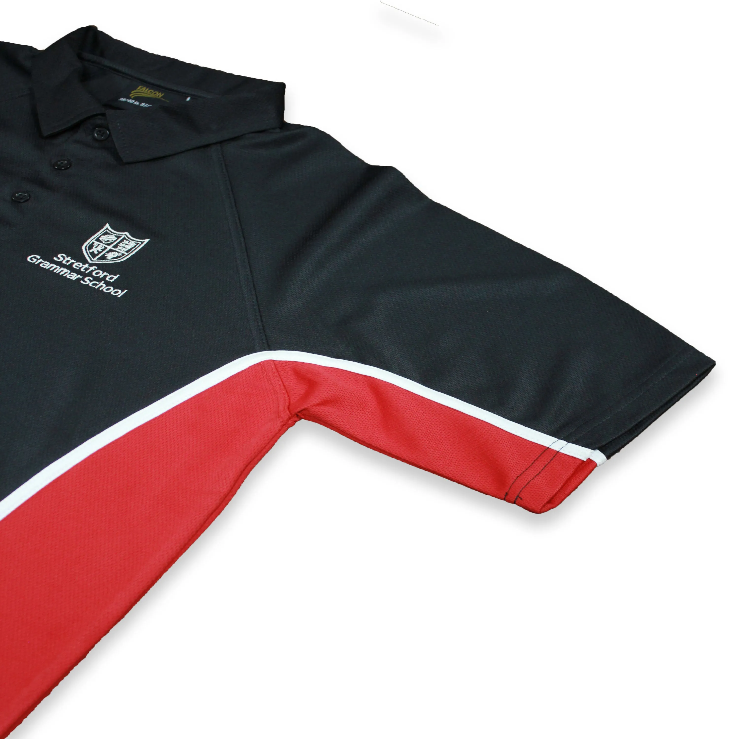 Falcon Classic Men's Polo with different Embroidered Logos & Panels MPLO-2234-Black