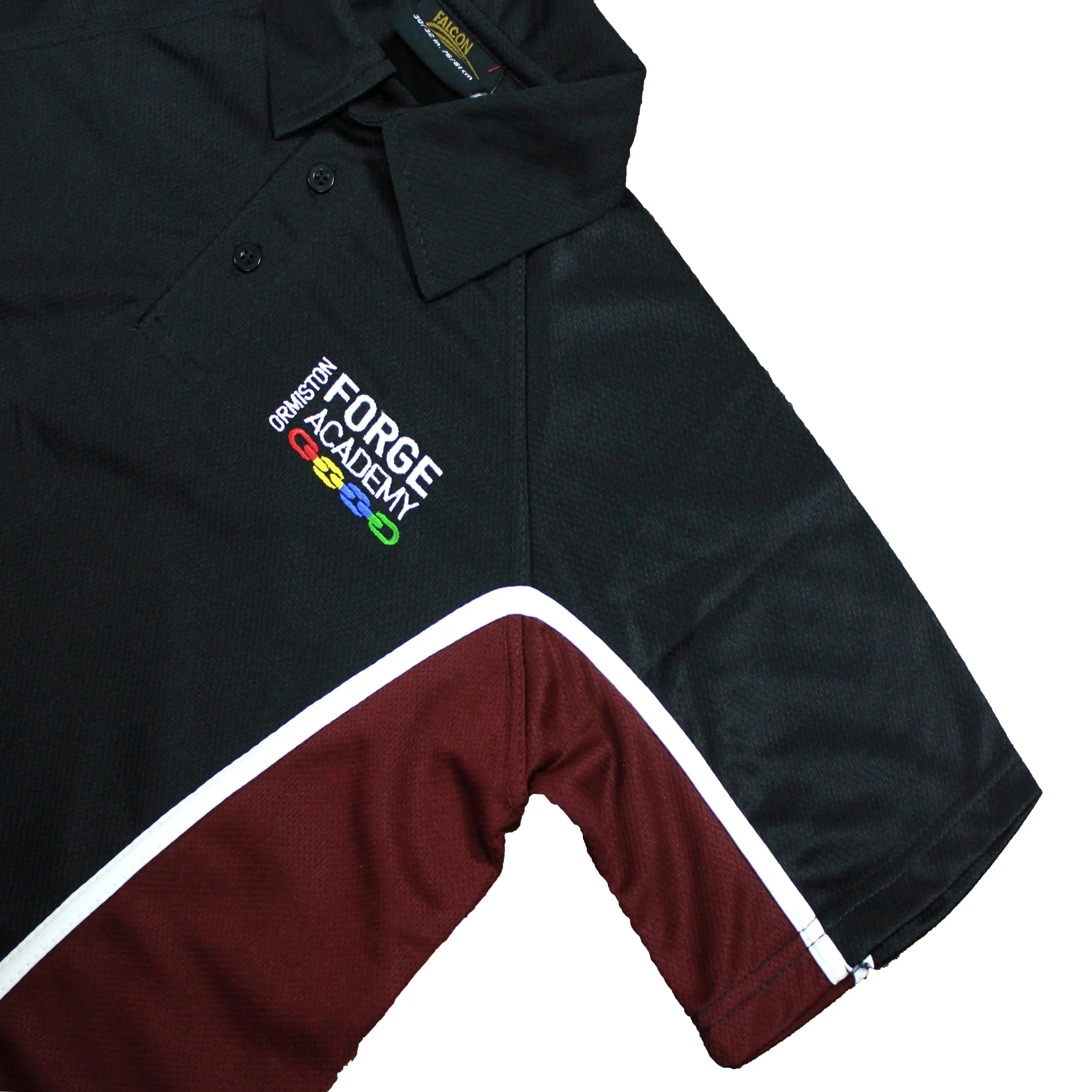 Falcon Classic Men's Polo with different Embroidered Logos & Panels MPLO-2234-Black