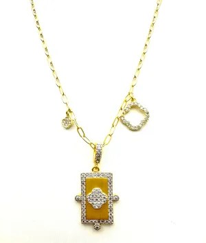 Gold and Silver Flower Rectangle Necklace