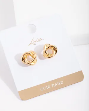 Gold Plated Knot Stud Earrings