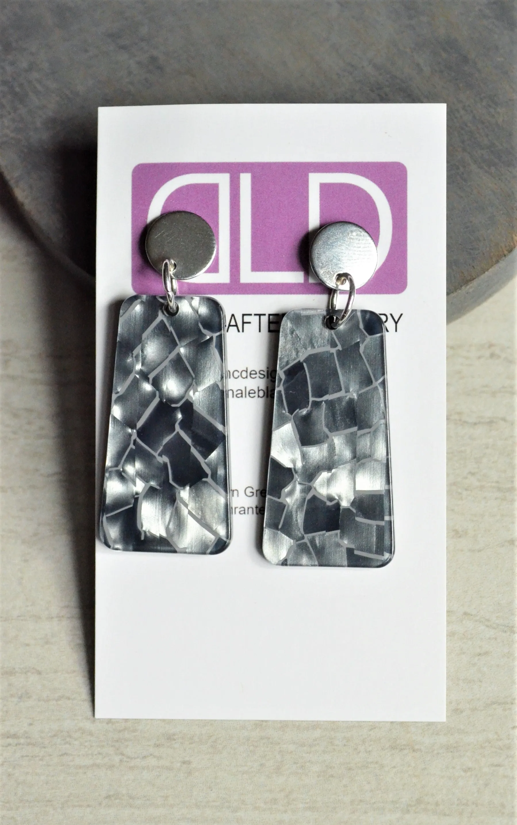 Gray Mother of Pearl Acrylic Lucite Dangle Big Womens Statement Earrings - Nevaeh