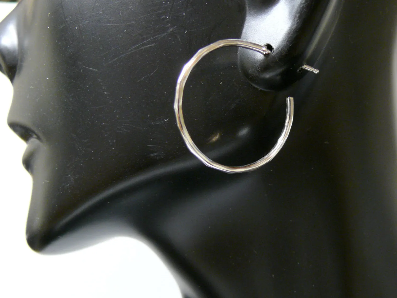 Hammered Sterling Silver Post Hoops