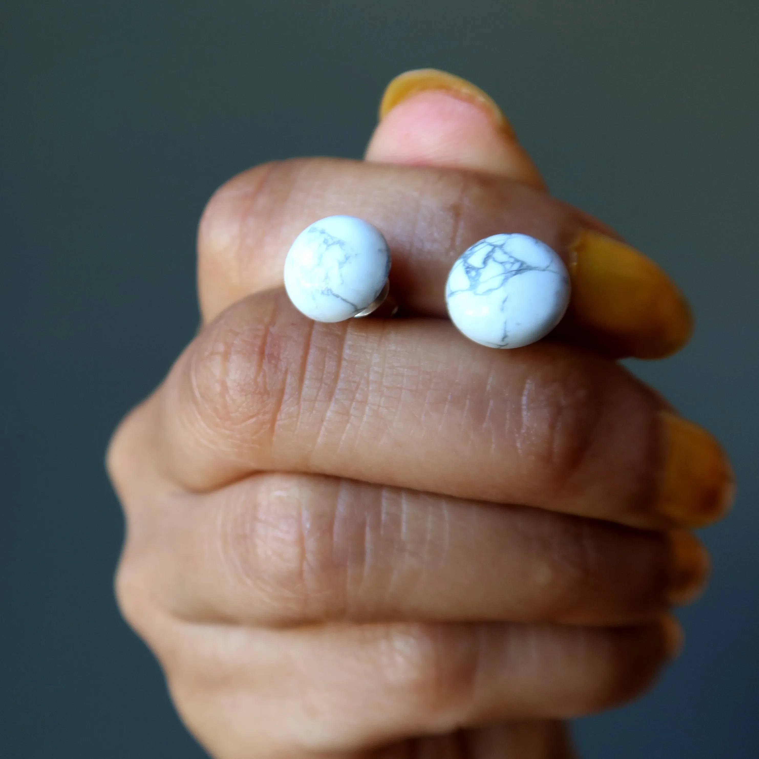 Howlite Earrings Pretty Little White Stud Gems
