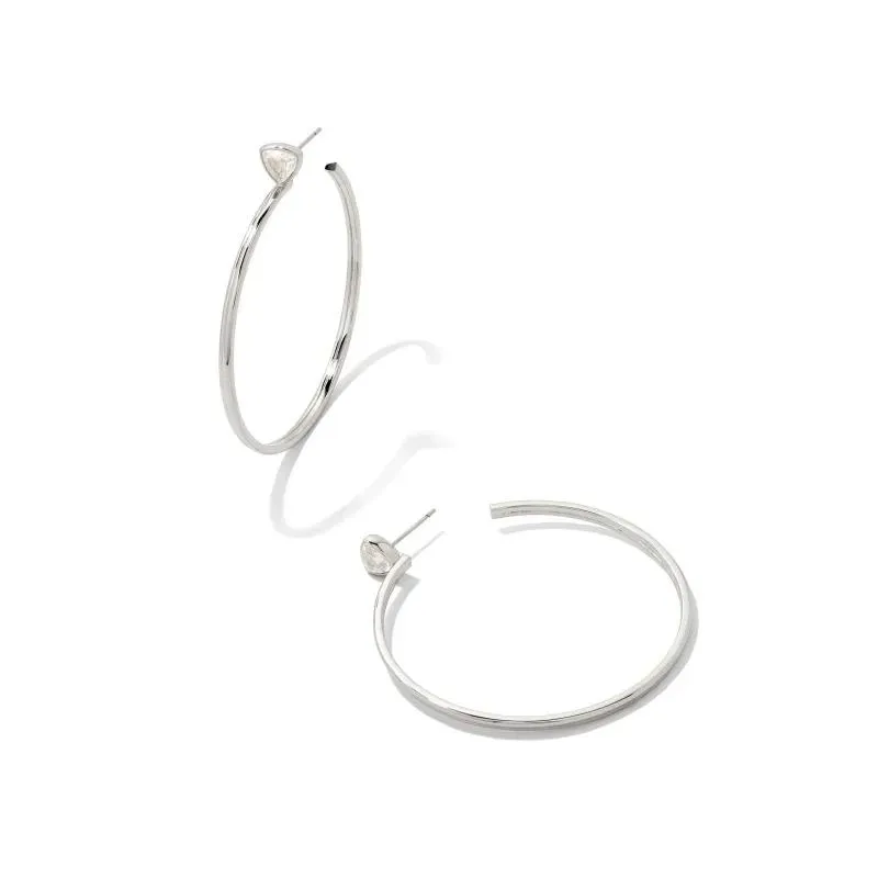 Kendra Scott | Arden Silver Hoop Earrings in White Crystal