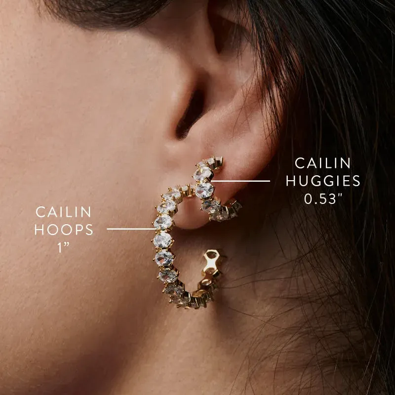 Kendra Scott | Cailin Silver Crystal Hoop Earrings in White Crystal