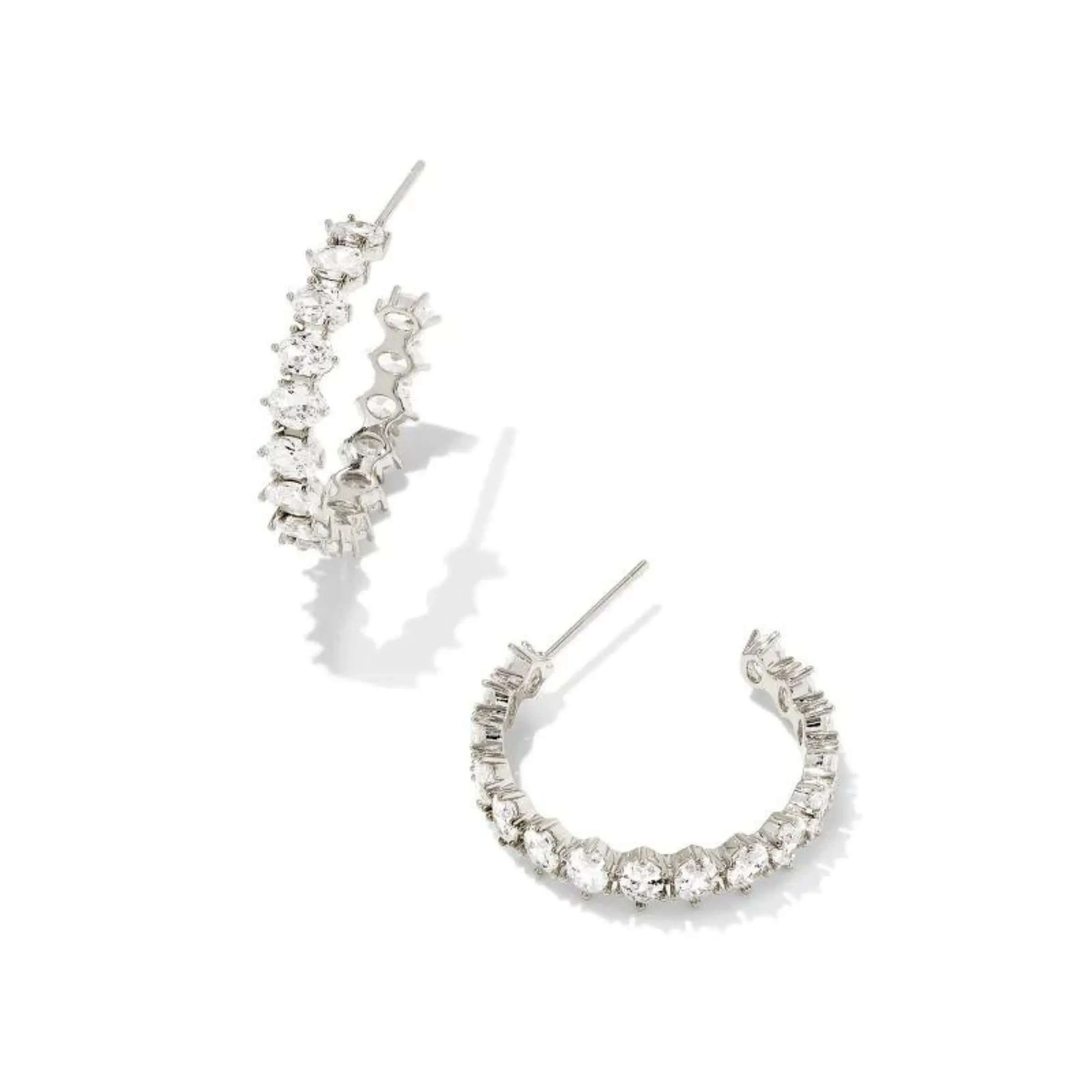 Kendra Scott | Cailin Silver Crystal Hoop Earrings in White Crystal