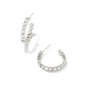 Kendra Scott | Cailin Silver Crystal Hoop Earrings in White Crystal