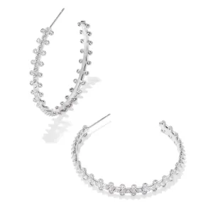 Kendra Scott | Jada Silver Hoop Earrings in White Crystal