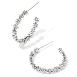 Kendra Scott | Nydia Silver Hoop Earrings in White Crystal