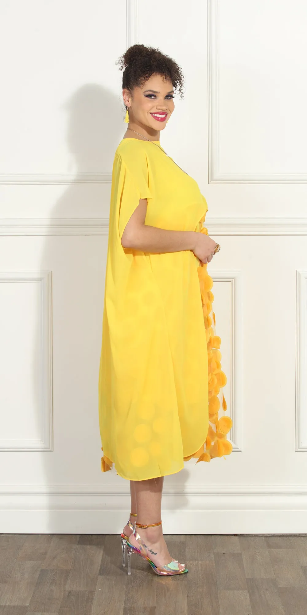 Luxe Moda LM296 - Yellow - Sheer Dress and Cover