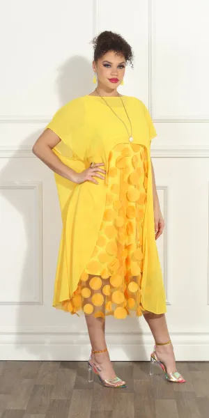 Luxe Moda LM296 - Yellow - Sheer Dress and Cover