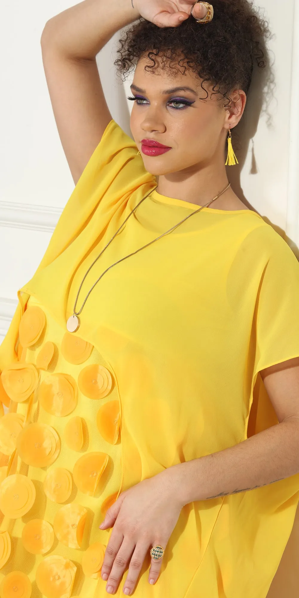 Luxe Moda LM296 - Yellow - Sheer Dress and Cover