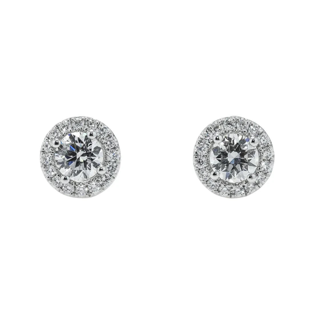 Lynlee 3 Carats Halo Lab Grown Round Cut Diamond Stud Earrings in 18K White Gold