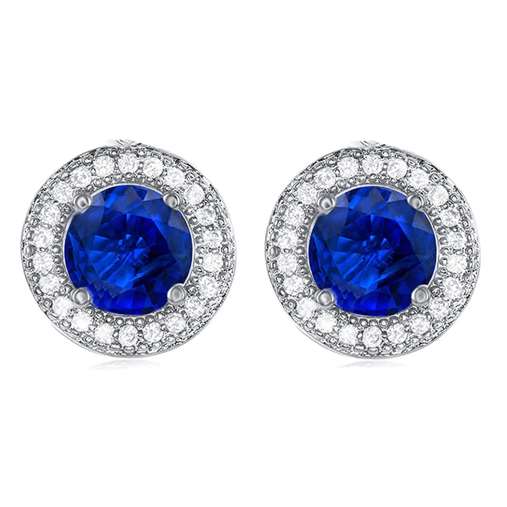 Mariah 18k White Gold Plated Round Cut CZ Halo Stud Earrings - Fab Friday