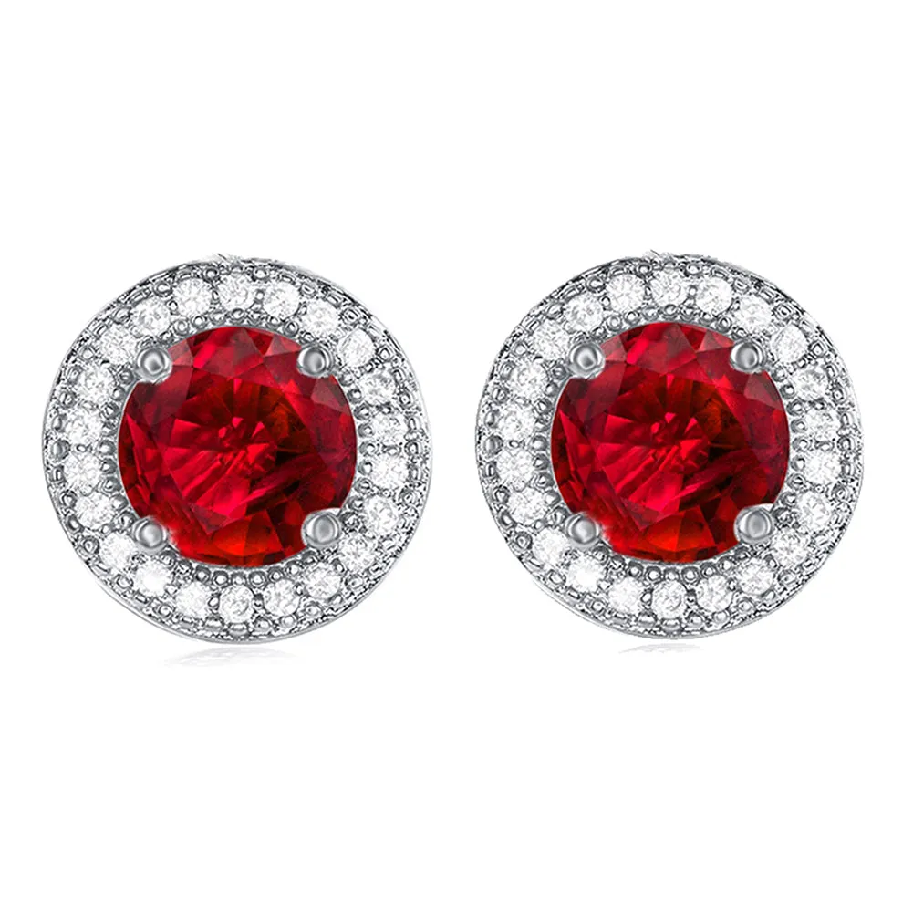 Mariah 18k White Gold Plated Round Cut CZ Halo Stud Earrings - Fab Friday